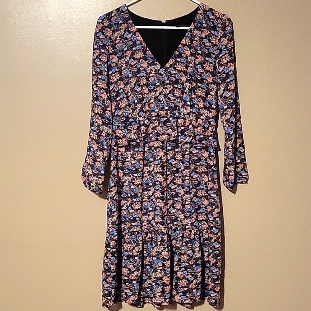 J. Crew Mini Floral Dress 3/4 Sleeve Multicolor Womens Size 6